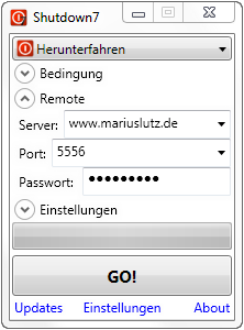Shutdown7 remote control panel